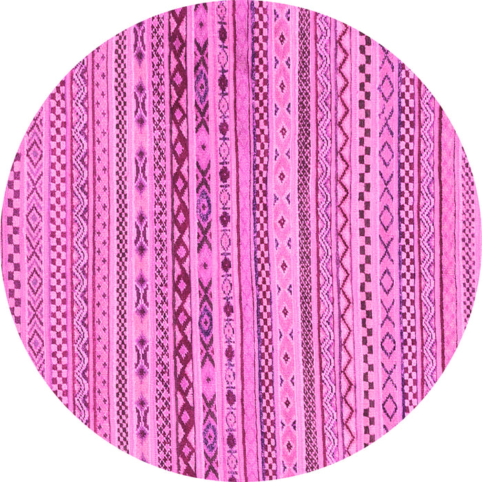 Round Machine Washable Solid Pink Modern Rug, wshabs1787pnk