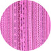 Round Machine Washable Solid Pink Modern Rug, wshabs1787pnk