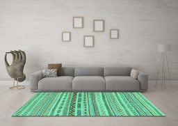 Machine Washable Solid Turquoise Modern Area Rugs in a Living Room,, wshabs1787turq