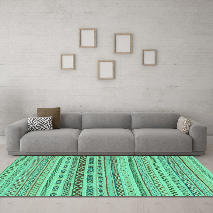 Machine Washable Solid Turquoise Modern Area Rugs in a Living Room,, wshabs1787turq