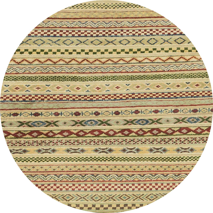 Round Abstract Light Brown Solid Rug, abs1787