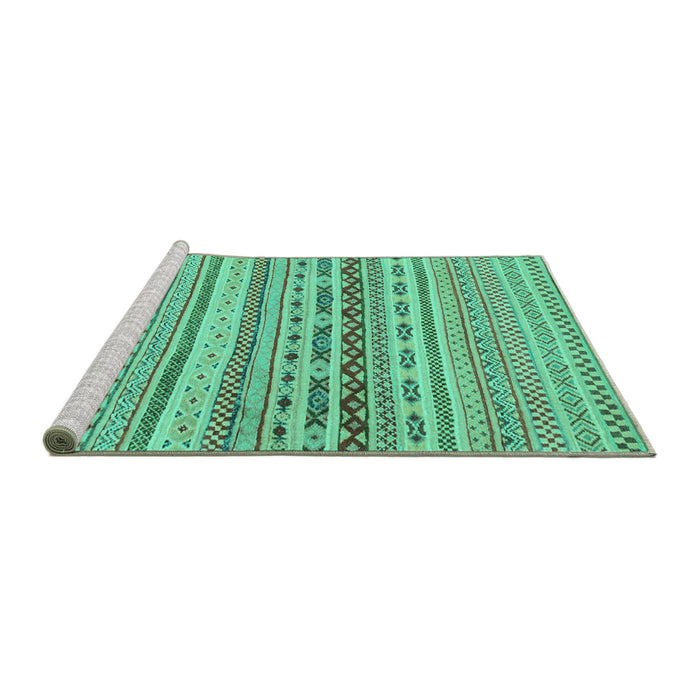 Sideview of Machine Washable Solid Turquoise Modern Area Rugs, wshabs1787turq
