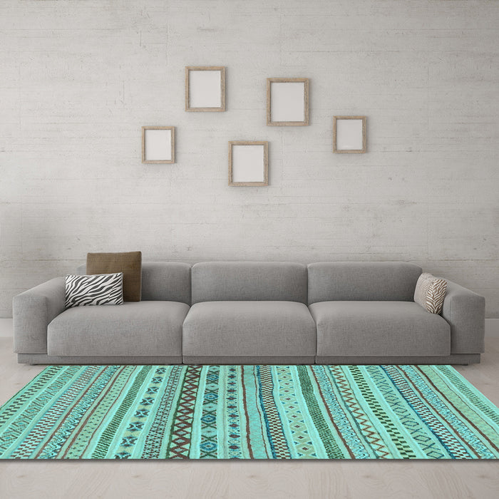 Machine Washable Solid Light Blue Modern Rug in a Living Room, wshabs1787lblu
