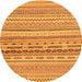 Round Machine Washable Solid Orange Modern Area Rugs, wshabs1787org