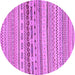 Round Machine Washable Solid Purple Modern Area Rugs, wshabs1787pur