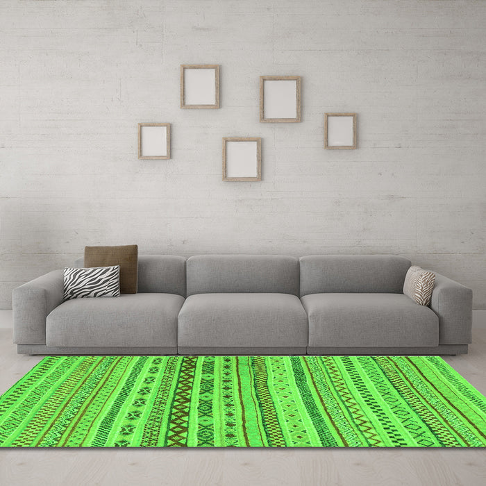Machine Washable Solid Green Modern Area Rugs in a Living Room,, wshabs1787grn