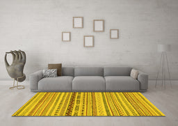 Machine Washable Solid Yellow Modern Rug in a Living Room, wshabs1788yw