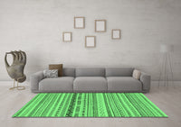 Machine Washable Solid Emerald Green Modern Rug, wshabs1788emgrn