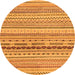 Round Machine Washable Solid Orange Modern Area Rugs, wshabs1788org