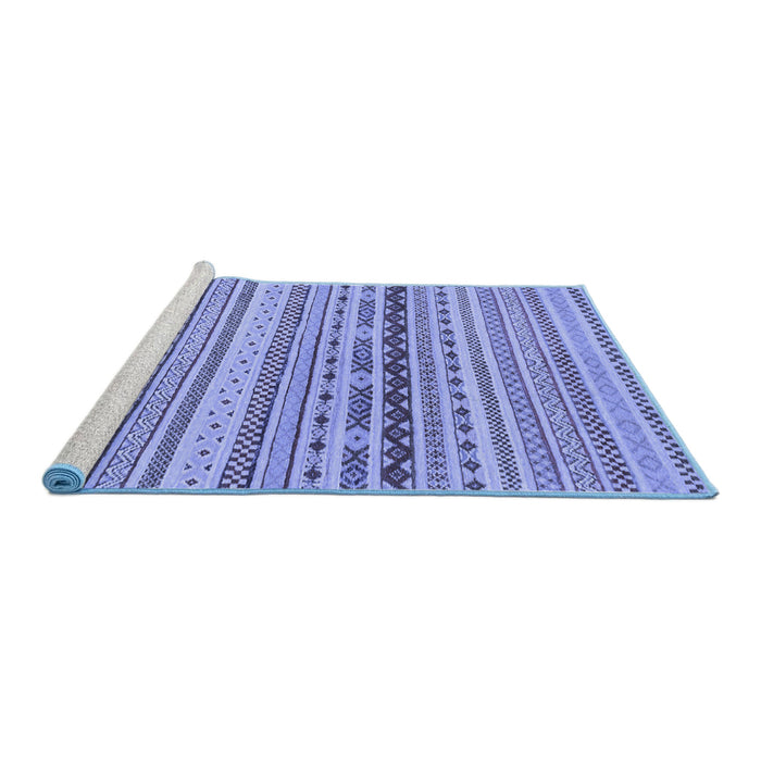 Sideview of Machine Washable Solid Blue Modern Rug, wshabs1788blu
