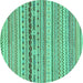 Round Solid Turquoise Modern Rug, abs1788turq