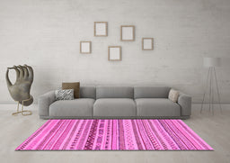 Machine Washable Solid Pink Modern Rug in a Living Room, wshabs1788pnk