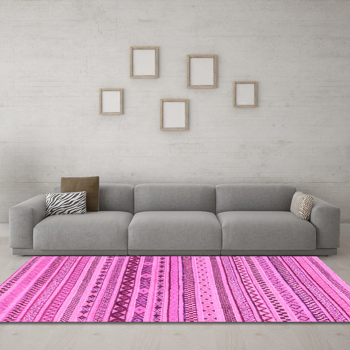 Machine Washable Solid Pink Modern Rug in a Living Room, wshabs1788pnk