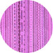 Round Machine Washable Solid Purple Modern Area Rugs, wshabs1788pur