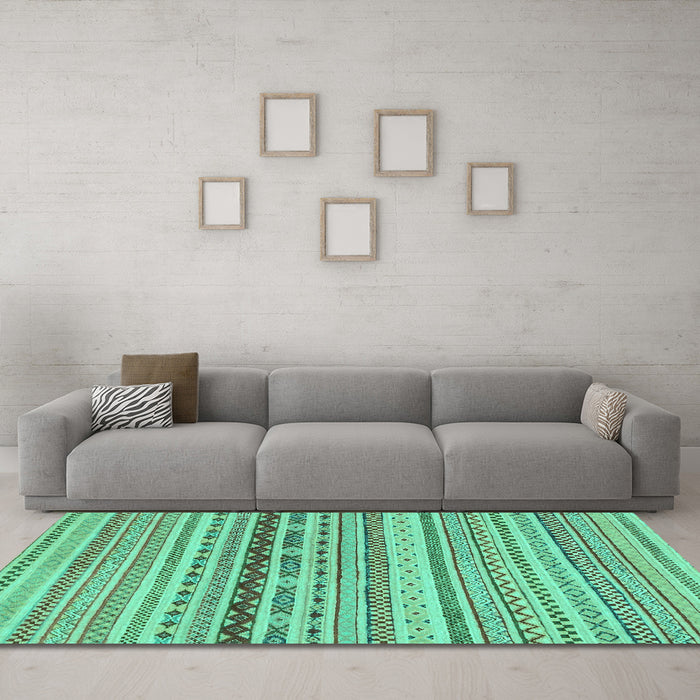 Machine Washable Solid Turquoise Modern Area Rugs in a Living Room,, wshabs1788turq