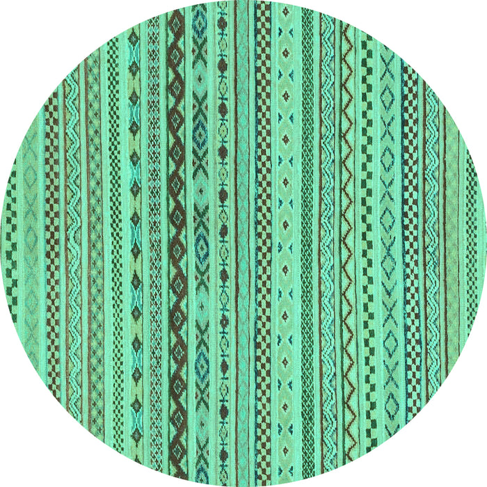Round Machine Washable Solid Turquoise Modern Area Rugs, wshabs1788turq