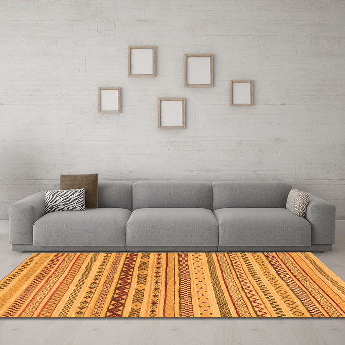 Machine Washable Solid Orange Modern Area Rugs in a Living Room, wshabs1788org