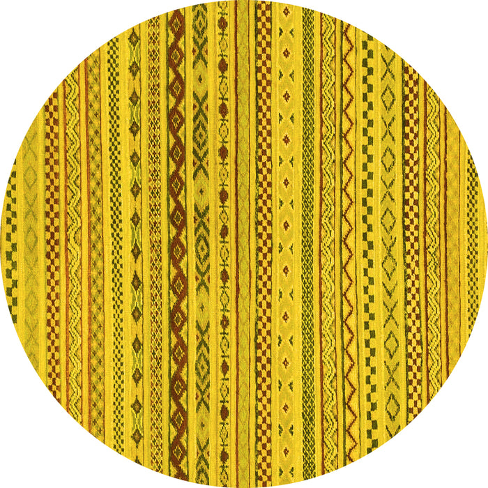 Round Machine Washable Solid Yellow Modern Rug, wshabs1788yw