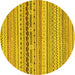 Round Machine Washable Solid Yellow Modern Rug, wshabs1788yw