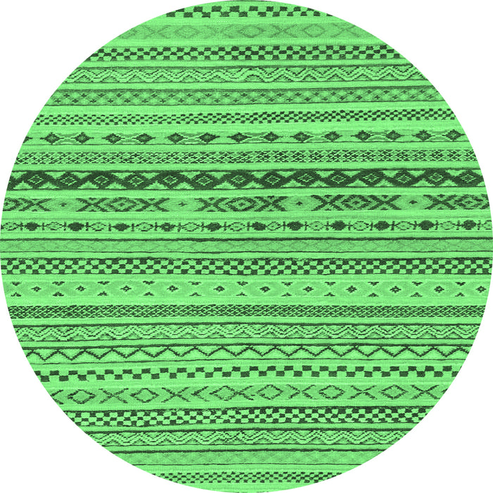 Round Machine Washable Solid Emerald Green Modern Area Rugs, wshabs1788emgrn