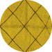 Round Machine Washable Solid Yellow Modern Rug, wshabs1789yw