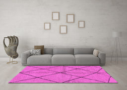 Machine Washable Solid Pink Modern Rug in a Living Room, wshabs1789pnk