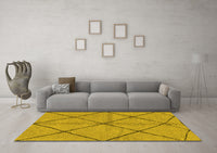 Machine Washable Solid Yellow Modern Rug, wshabs1789yw