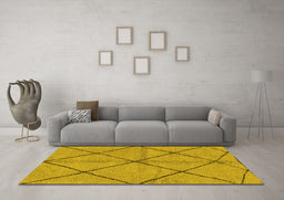 Machine Washable Solid Yellow Modern Rug in a Living Room, wshabs1789yw