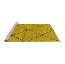 Sideview of Machine Washable Solid Yellow Modern Rug, wshabs1789yw