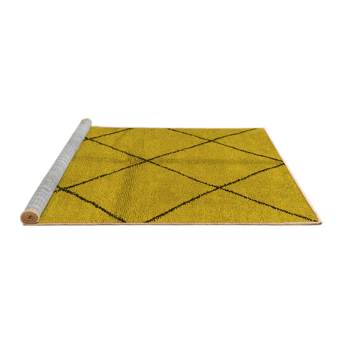 Sideview of Machine Washable Solid Yellow Modern Rug, wshabs1789yw