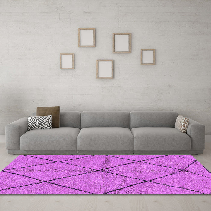 Machine Washable Solid Purple Modern Area Rugs in a Living Room, wshabs1789pur