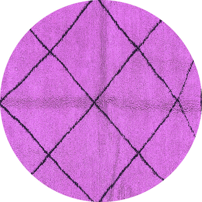 Round Machine Washable Solid Purple Modern Area Rugs, wshabs1789pur
