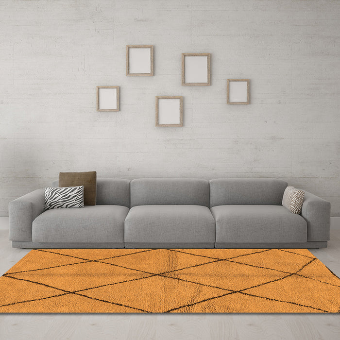 Machine Washable Solid Orange Modern Area Rugs in a Living Room, wshabs1789org