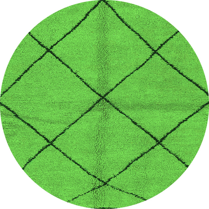 Round Machine Washable Solid Green Modern Area Rugs, wshabs1789grn