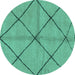 Round Solid Turquoise Modern Rug, abs1789turq