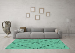 Machine Washable Solid Turquoise Modern Area Rugs in a Living Room,, wshabs1789turq