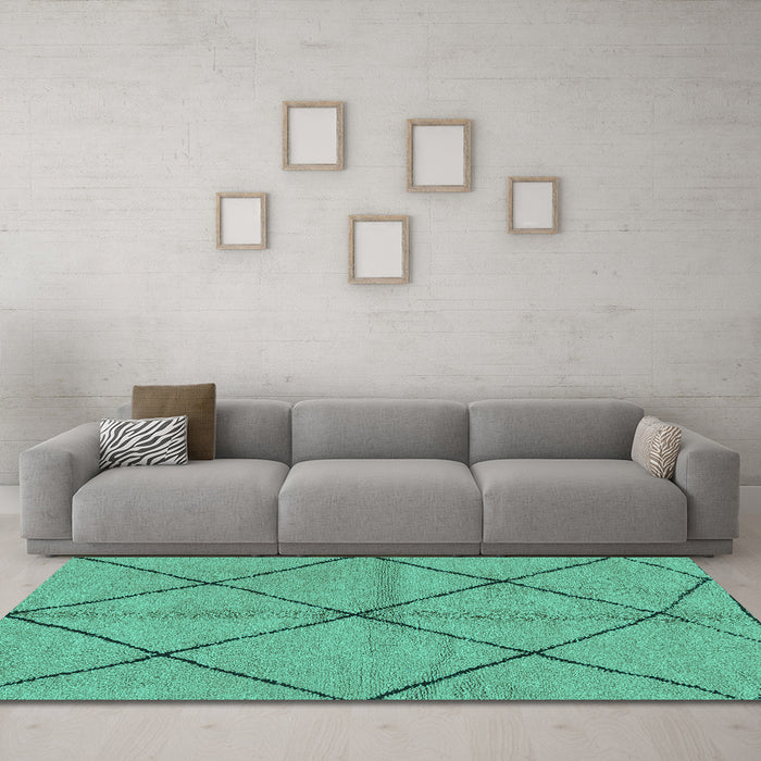 Machine Washable Solid Turquoise Modern Area Rugs in a Living Room,, wshabs1789turq