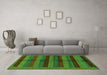 Machine Washable Abstract Green Modern Area Rugs in a Living Room,, wshabs178grn