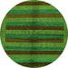 Round Machine Washable Abstract Green Modern Area Rugs, wshabs178grn