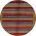 Round Machine Washable Abstract Brown Rug, wshabs178