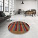 Round Abstract Brown Modern Rug in a Office, abs178