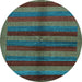 Round Abstract Light Blue Modern Rug, abs178lblu