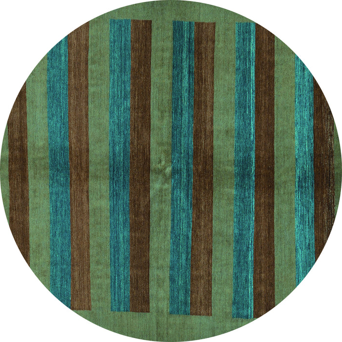 Round Machine Washable Abstract Turquoise Modern Area Rugs, wshabs178turq