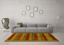 Machine Washable Abstract Yellow Modern Rug in a Living Room, wshabs178yw