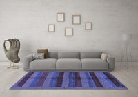 Machine Washable Abstract Blue Modern Rug, wshabs178blu