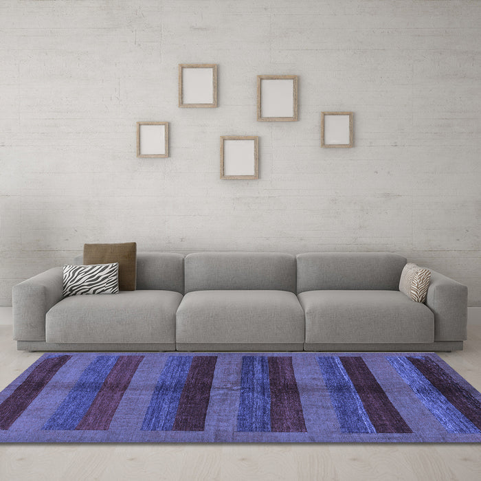 Machine Washable Abstract Blue Modern Rug in a Living Room, wshabs178blu