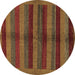 Round Abstract Brown Modern Rug, abs178brn