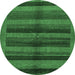 Round Abstract Emerald Green Modern Rug, abs178emgrn