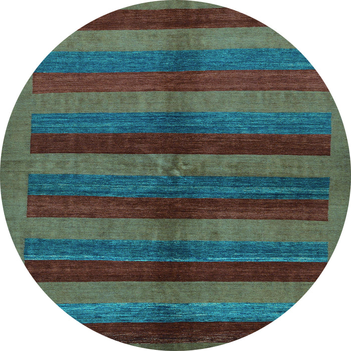 Round Machine Washable Abstract Light Blue Modern Rug, wshabs178lblu
