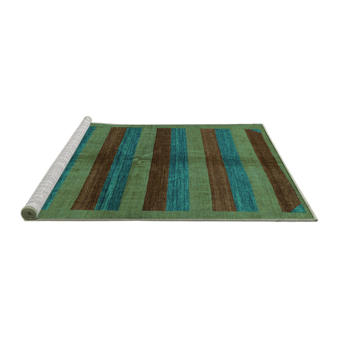 Sideview of Machine Washable Abstract Turquoise Modern Area Rugs, wshabs178turq
